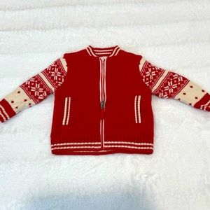 Hanna Andersson fleece lined zipper sweater—size 80 (18-24m)